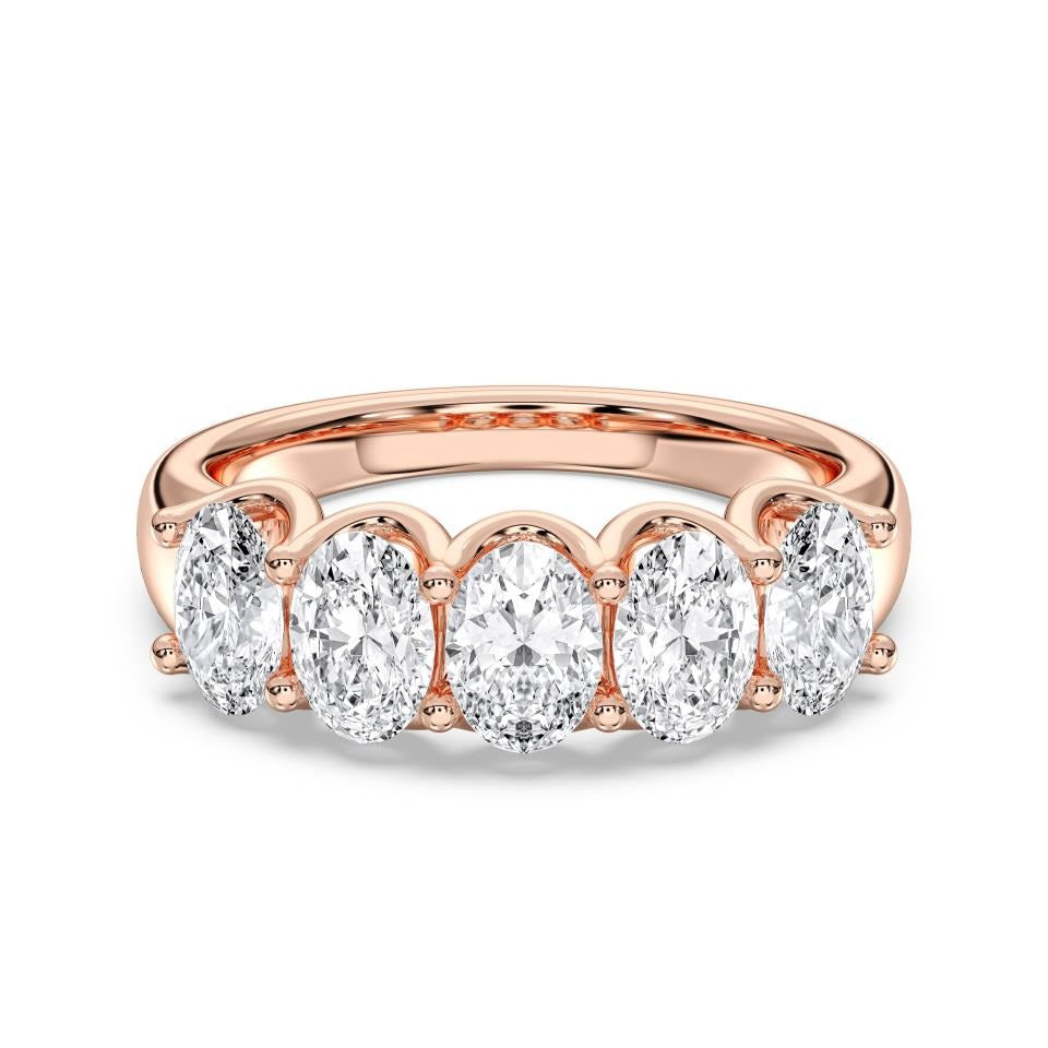 Half Eternity Oval Diamond Wedding Band | 18K Gold