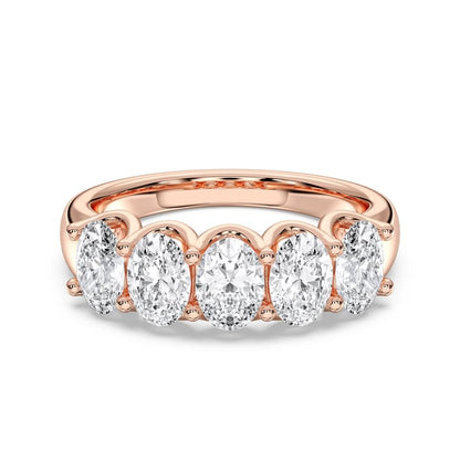 Half Eternity Oval Diamond Wedding Band | 18K Gold