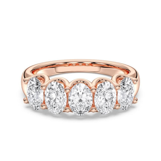 Half Eternity Oval Diamond Wedding Band | 18K Gold