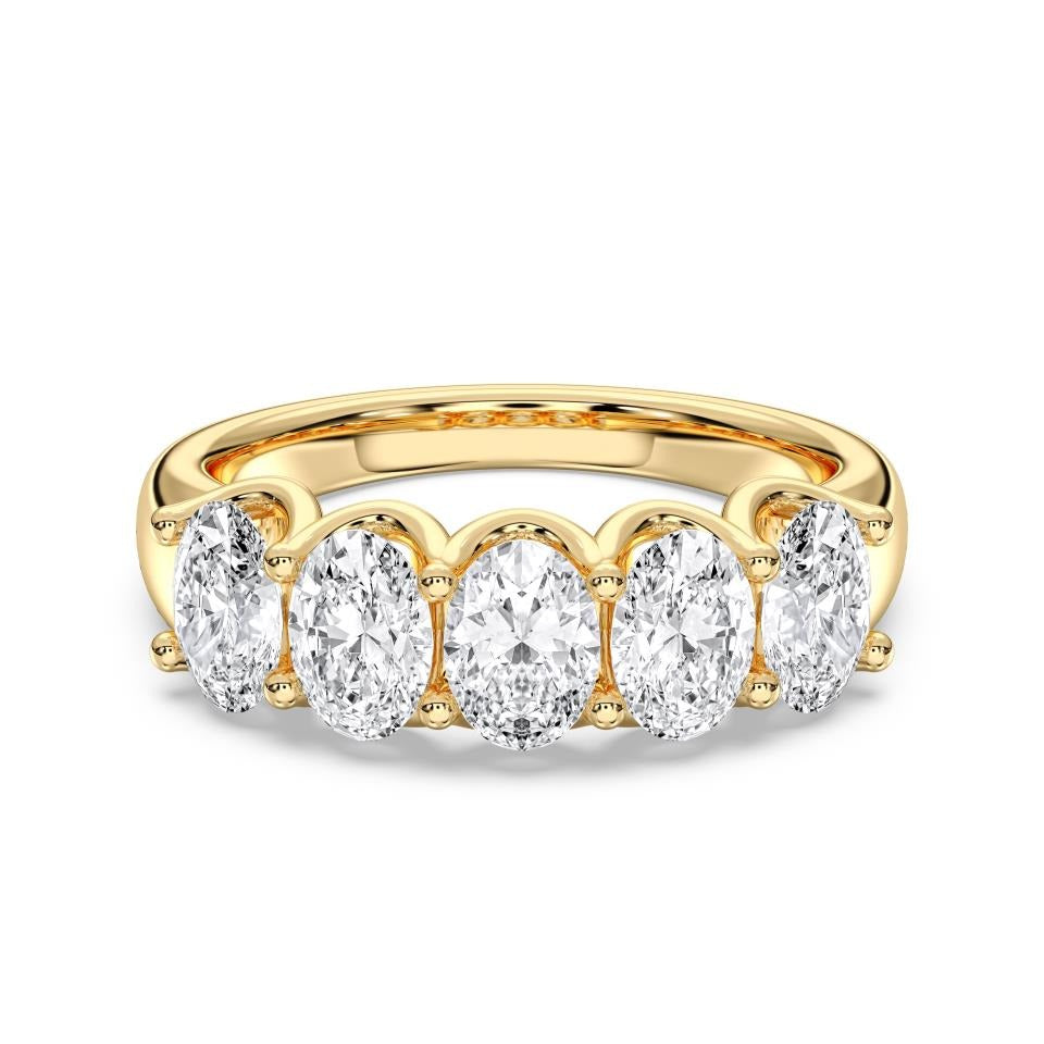 Half Eternity Oval Diamond Wedding Band | 18K Gold
