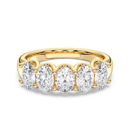 Half Eternity Oval Diamond Wedding Band | 18K Gold
