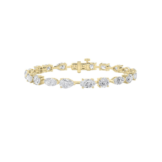 Tennis Bracelet 8.00CT Fancy Shape Diamond | 14K Gold | IGI Certified