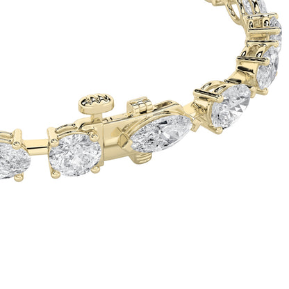 Tennis Bracelet 8.00CT Fancy Shape Diamond | 14K Gold | IGI Certified