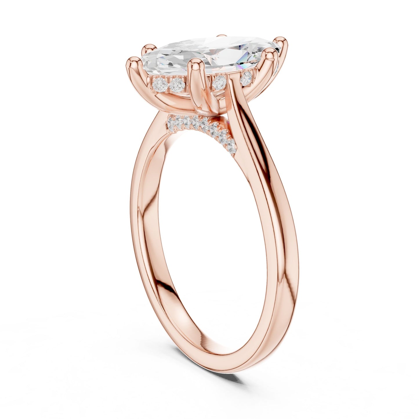 Marquise Lab Grown Diamond Cathedral Engagement Ring