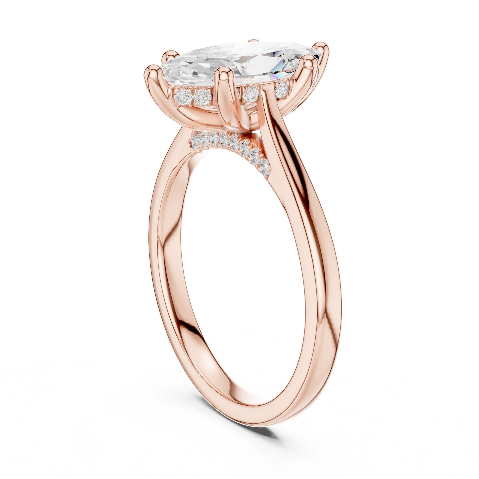 Marquise Lab Grown Diamond Cathedral Engagement Ring
