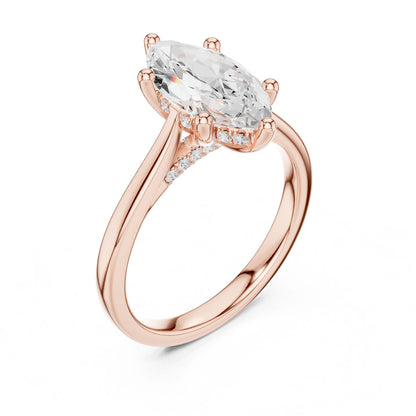 Marquise Lab Grown Diamond Cathedral Engagement Ring