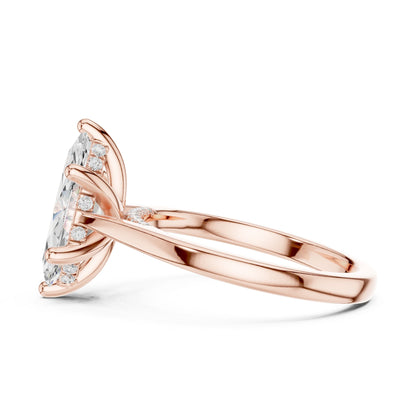 Marquise Lab Grown Diamond Cathedral Engagement Ring