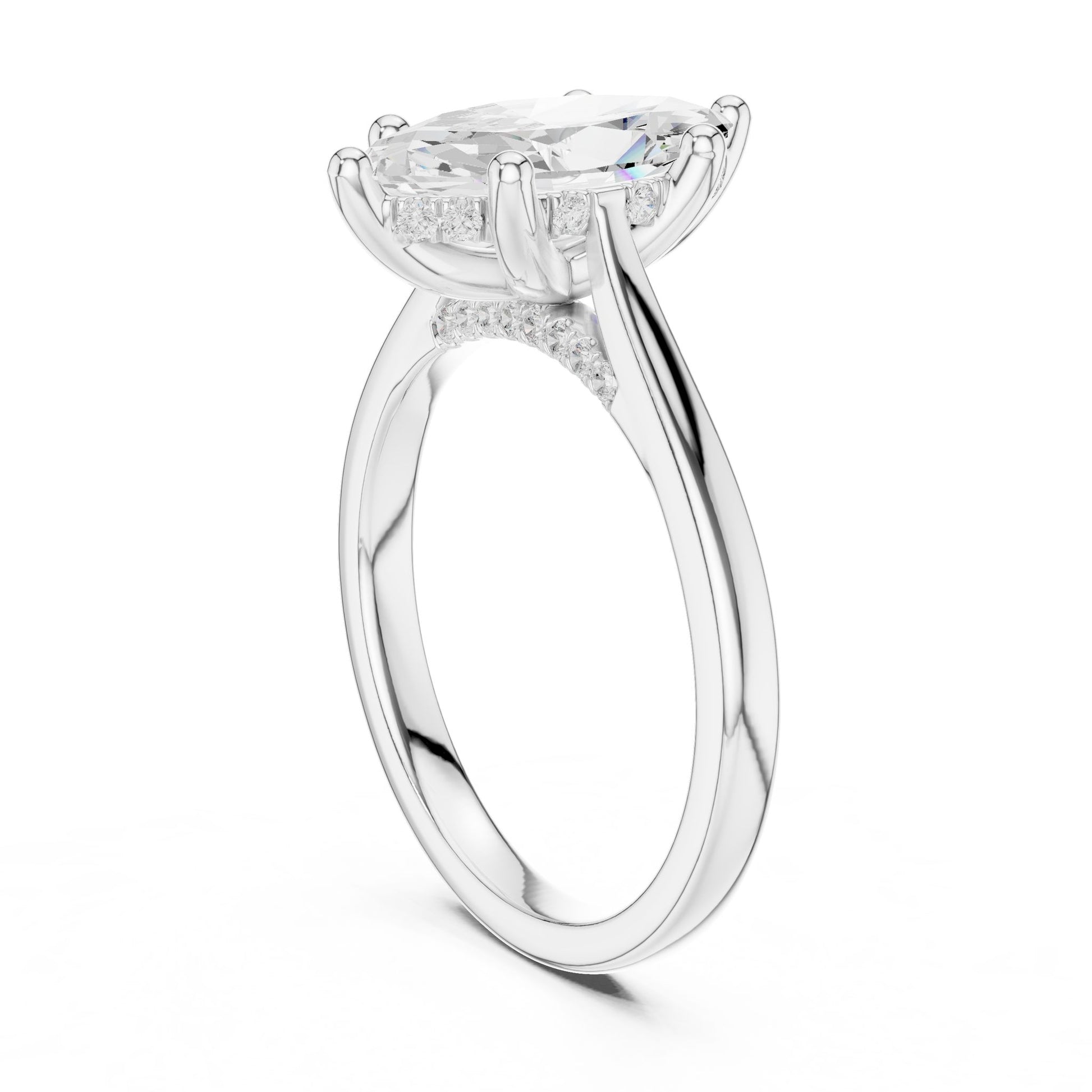 Marquise Lab Grown Diamond Cathedral Engagement Ring