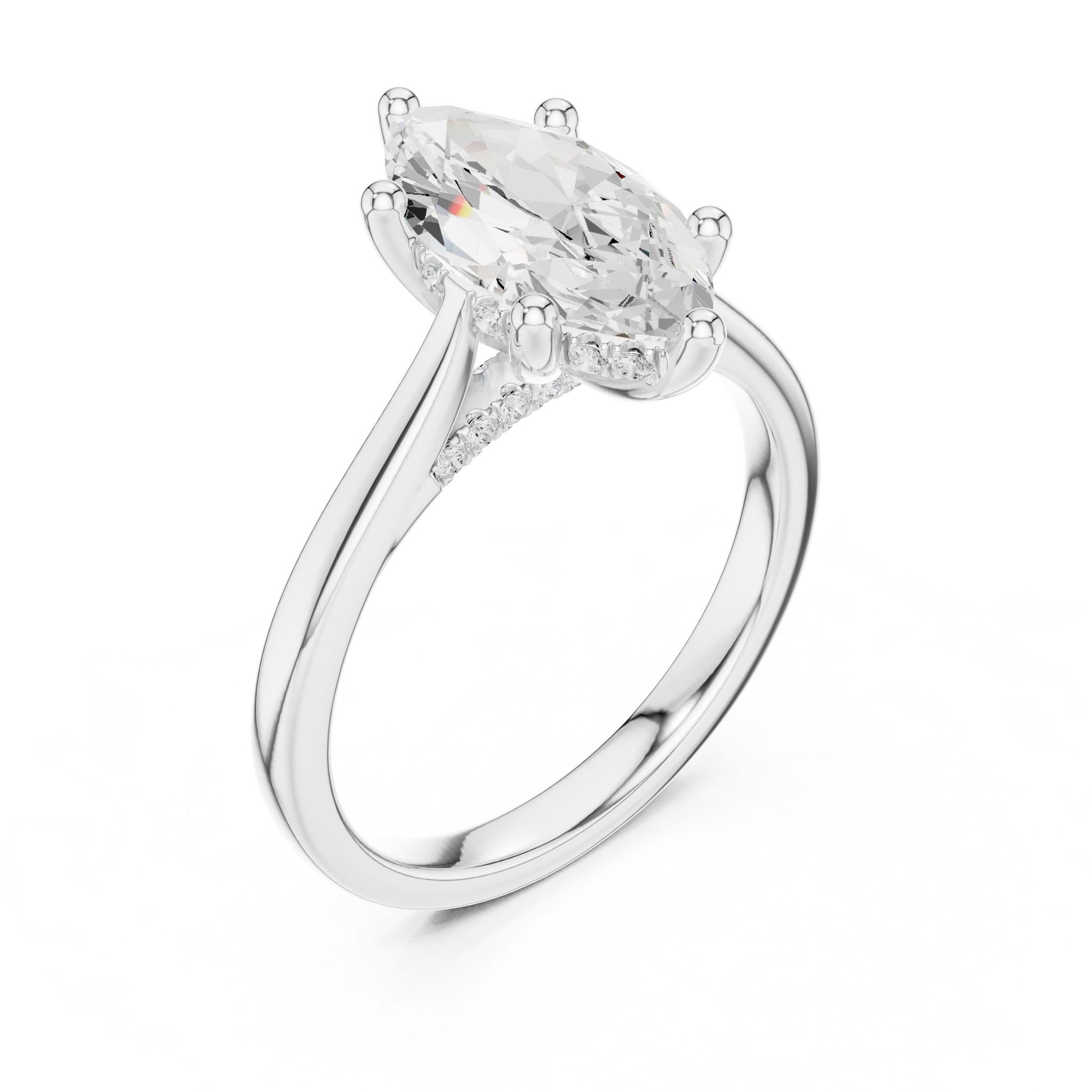 Marquise Lab Grown Diamond Cathedral Engagement Ring