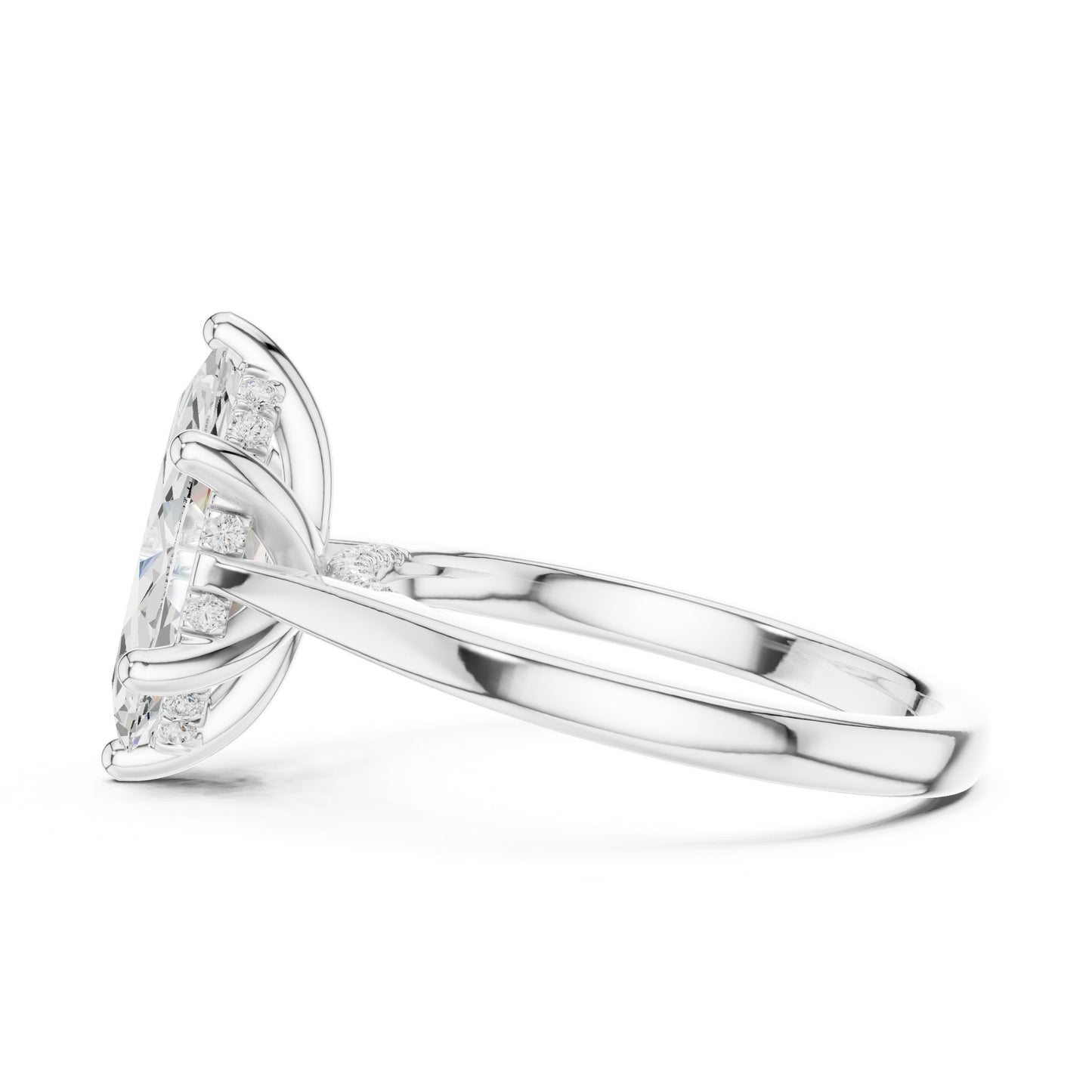 Marquise Lab Grown Diamond Cathedral Engagement Ring