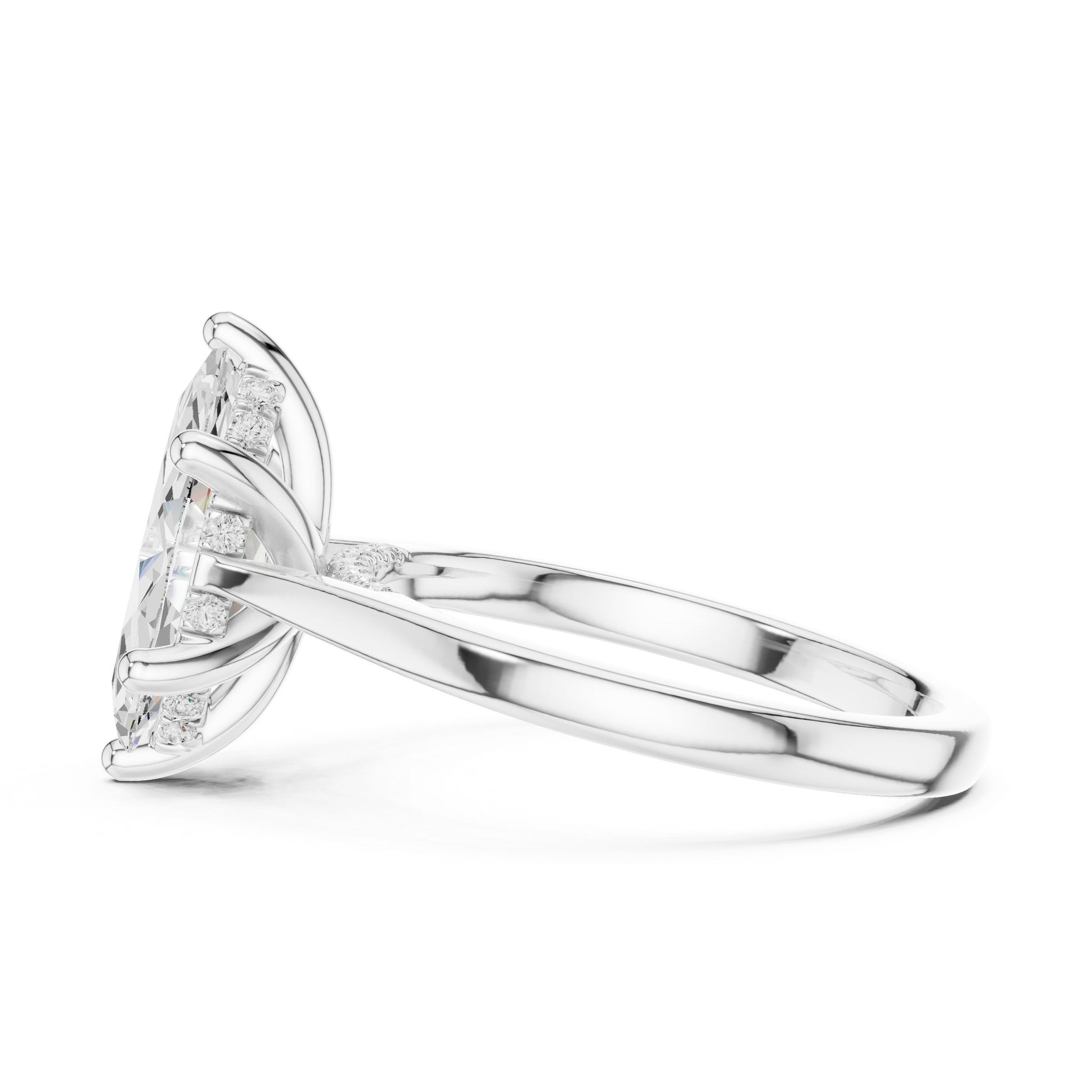 Marquise Lab Grown Diamond Cathedral Engagement Ring