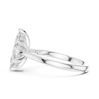 Marquise Lab Grown Diamond Cathedral Engagement Ring