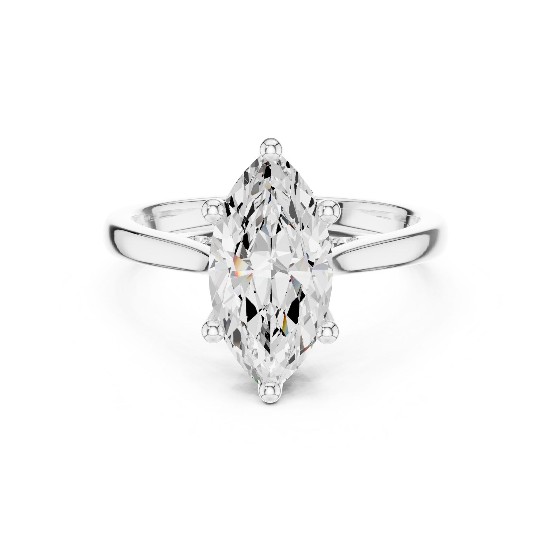 Marquise Lab Grown Diamond Cathedral Engagement Ring