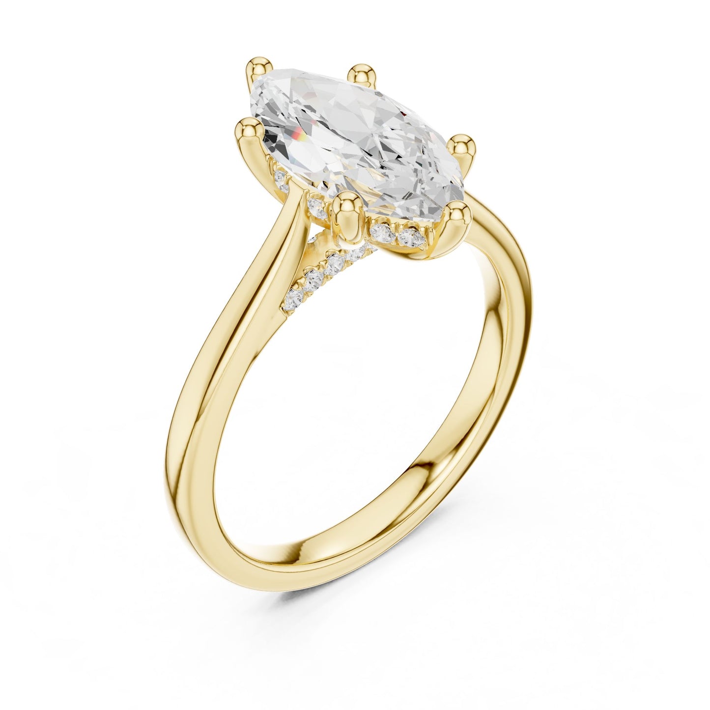 Marquise Lab Grown Diamond Cathedral Engagement Ring