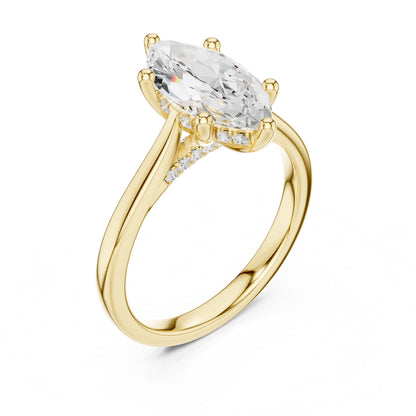 Marquise Lab Grown Diamond Cathedral Engagement Ring