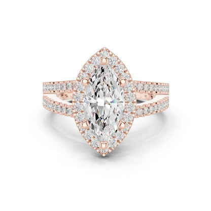 Marquise Lab Grown Diamond Halo Engagement Ring