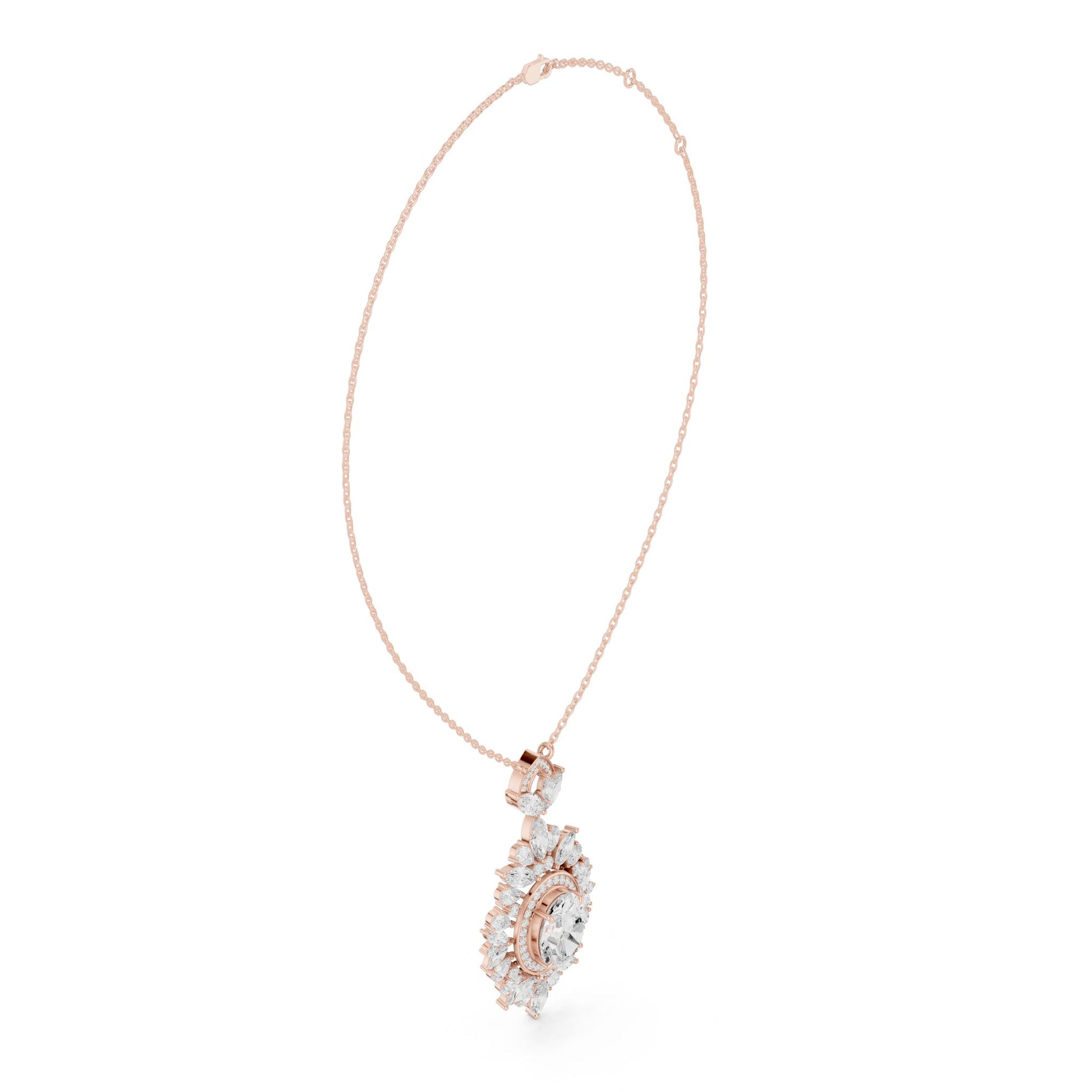 Marquise Lab Grown Diamond Halo Pendant