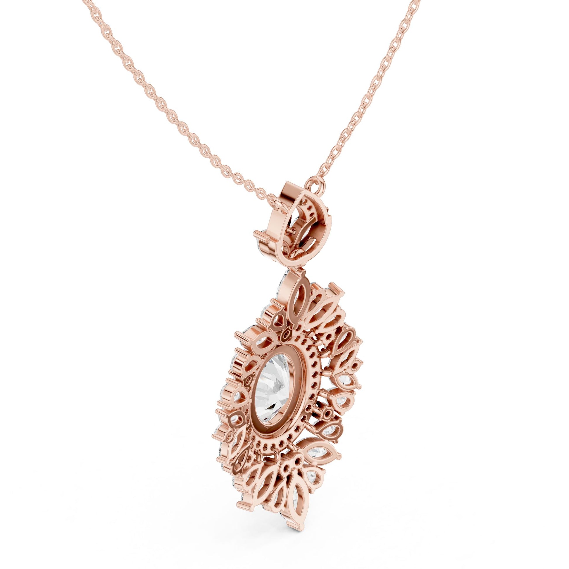 Marquise Lab Grown Diamond Halo Pendant