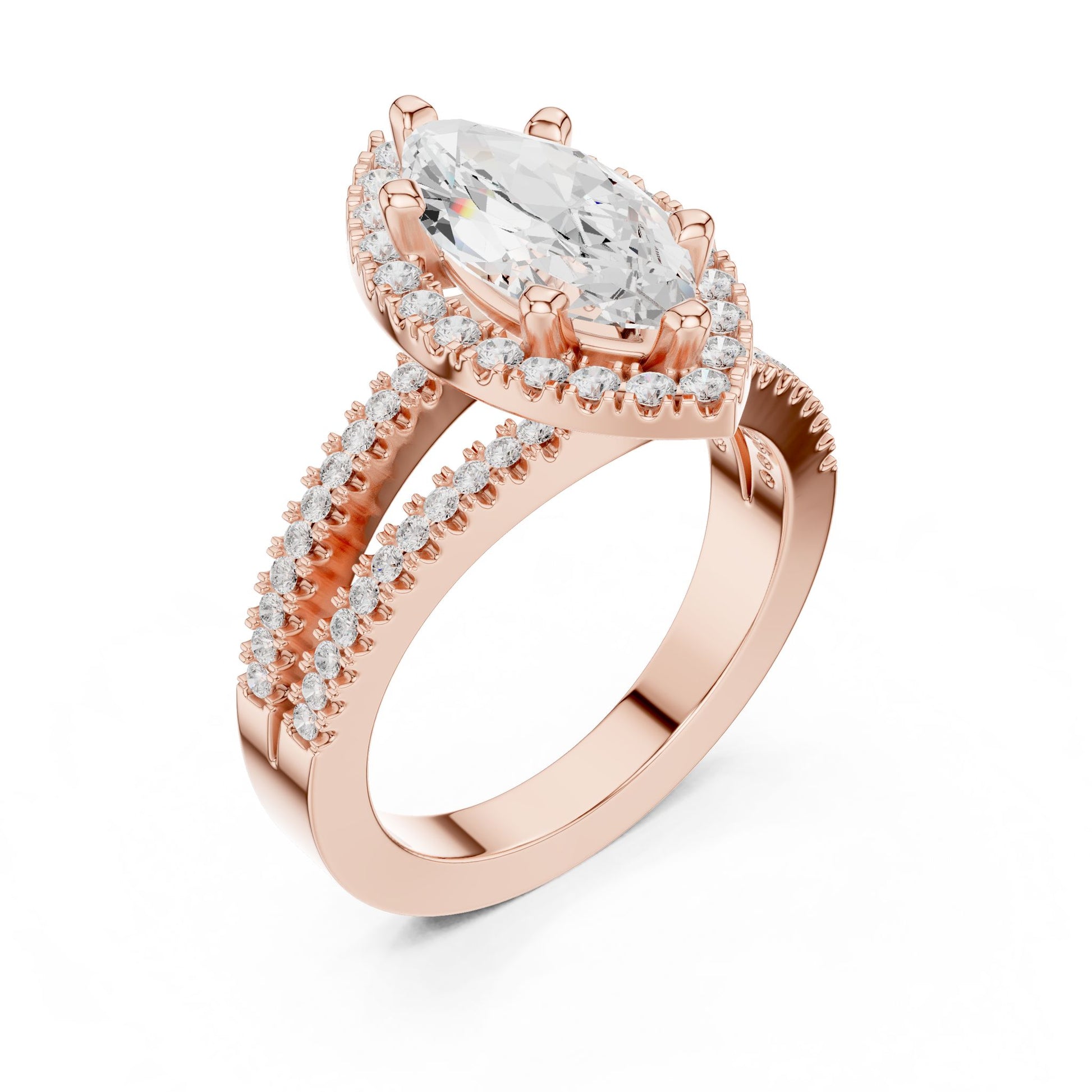 Marquise Lab Grown Diamond Halo Engagement Ring