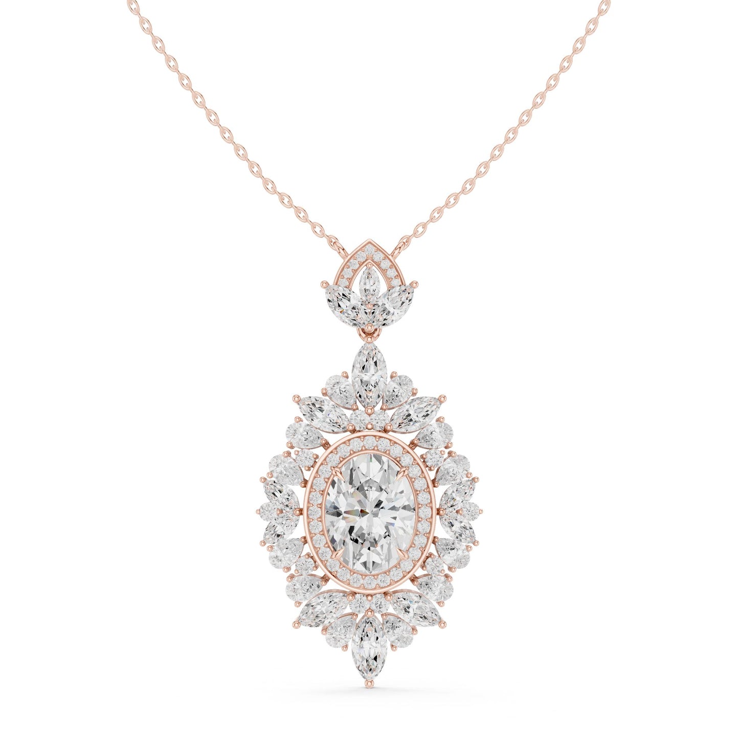 Marquise Lab Grown Diamond Halo Pendant