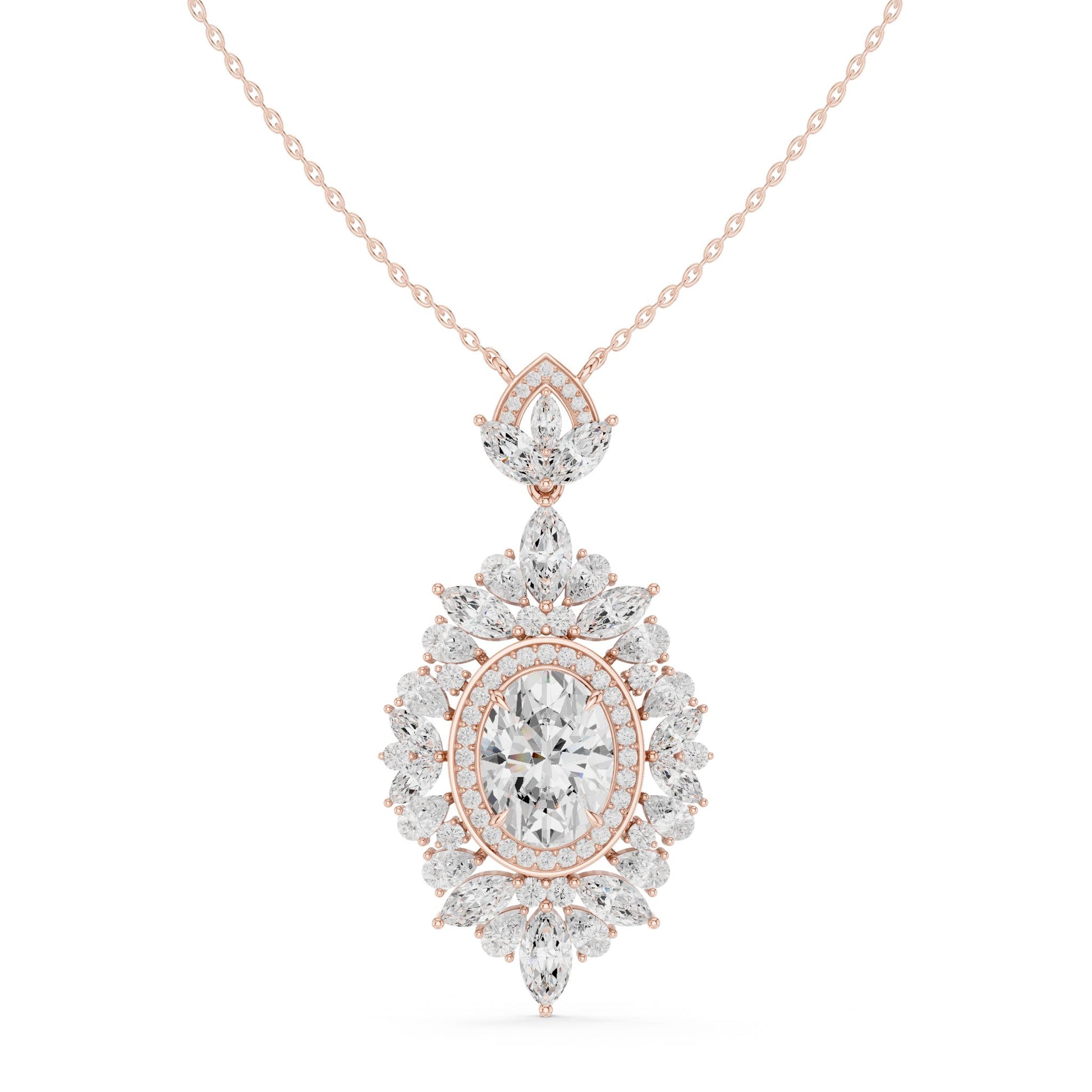 Marquise Lab Grown Diamond Halo Pendant