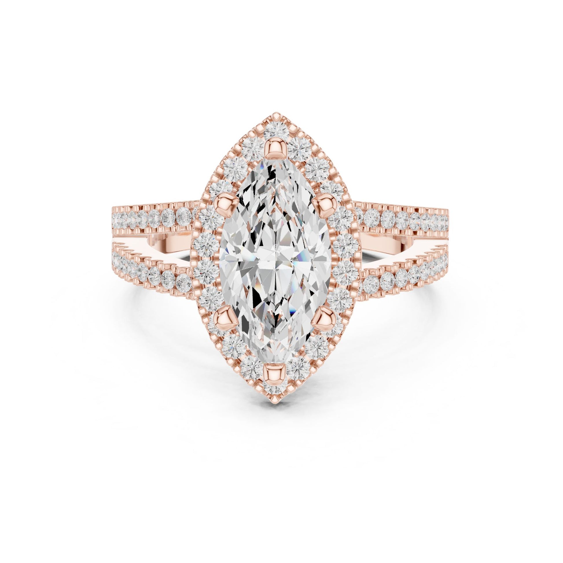 Marquise Lab Grown Diamond Halo Engagement Ring