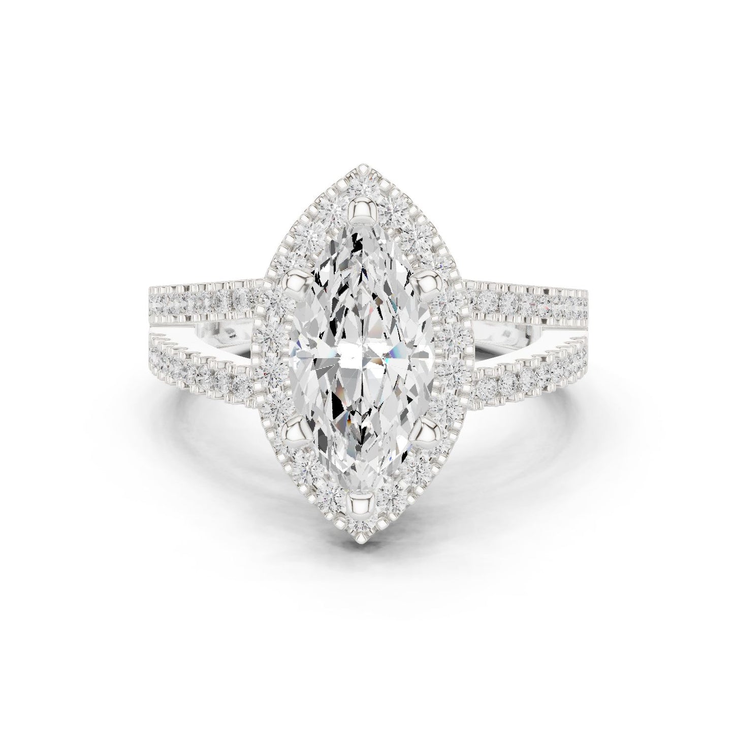 Marquise Lab Grown Diamond Halo Engagement Ring
