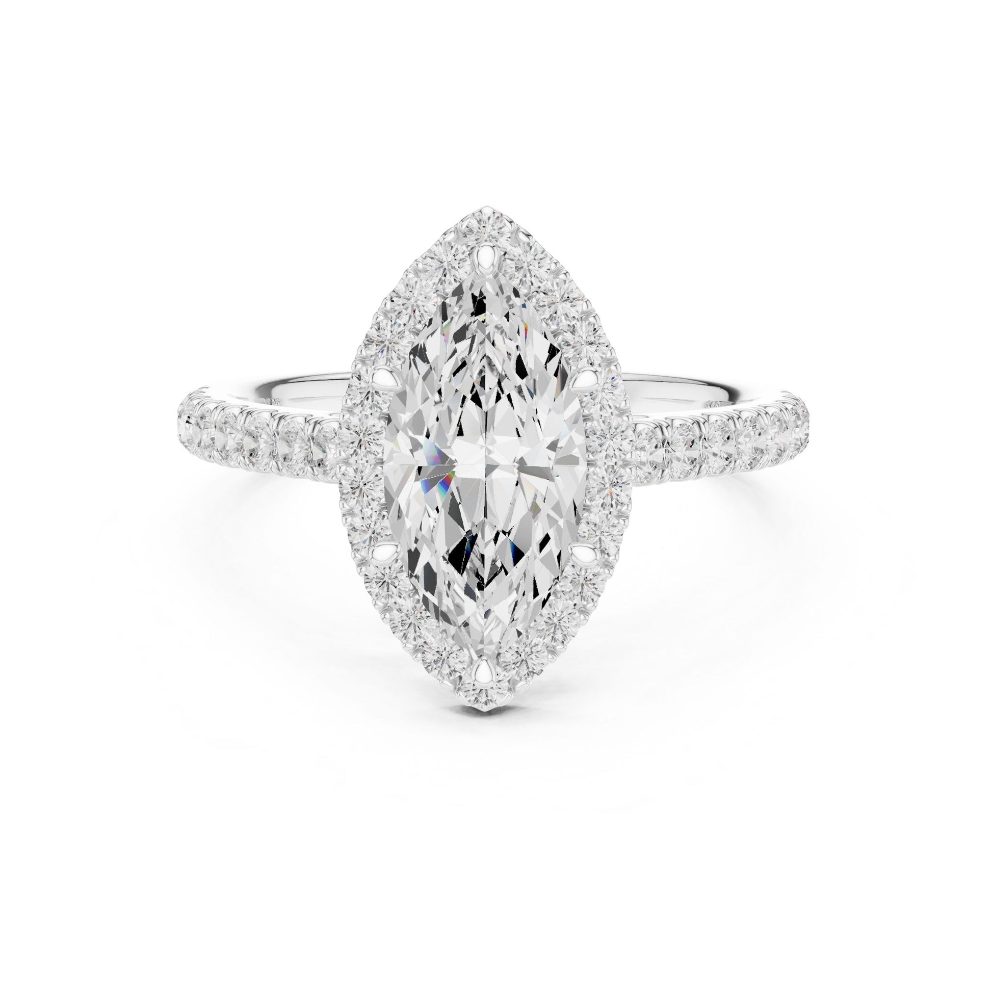 Marquise Lab Grown Diamond Halo Engagement Ring