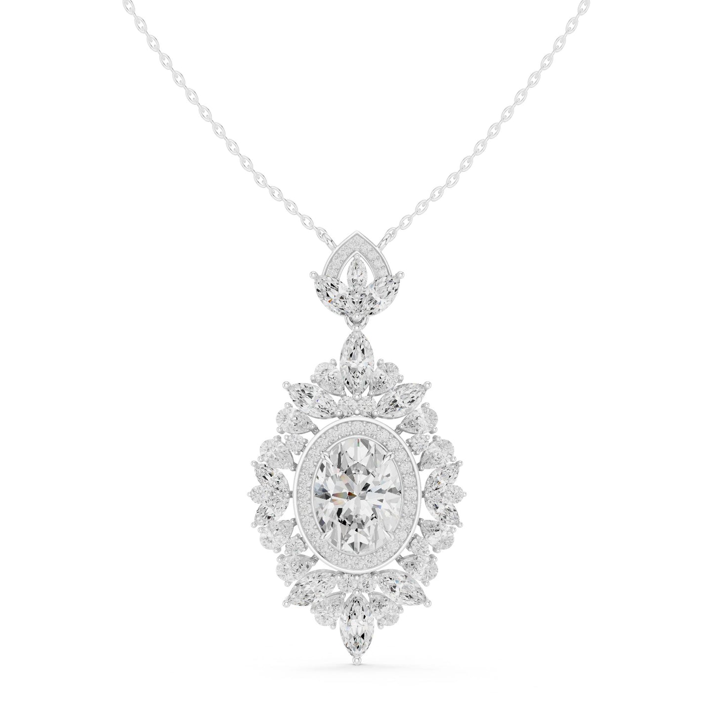 Marquise Lab Grown Diamond Halo Pendant