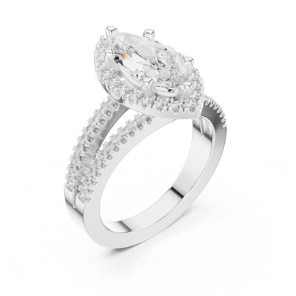 Marquise Lab Grown Diamond Halo Engagement Ring