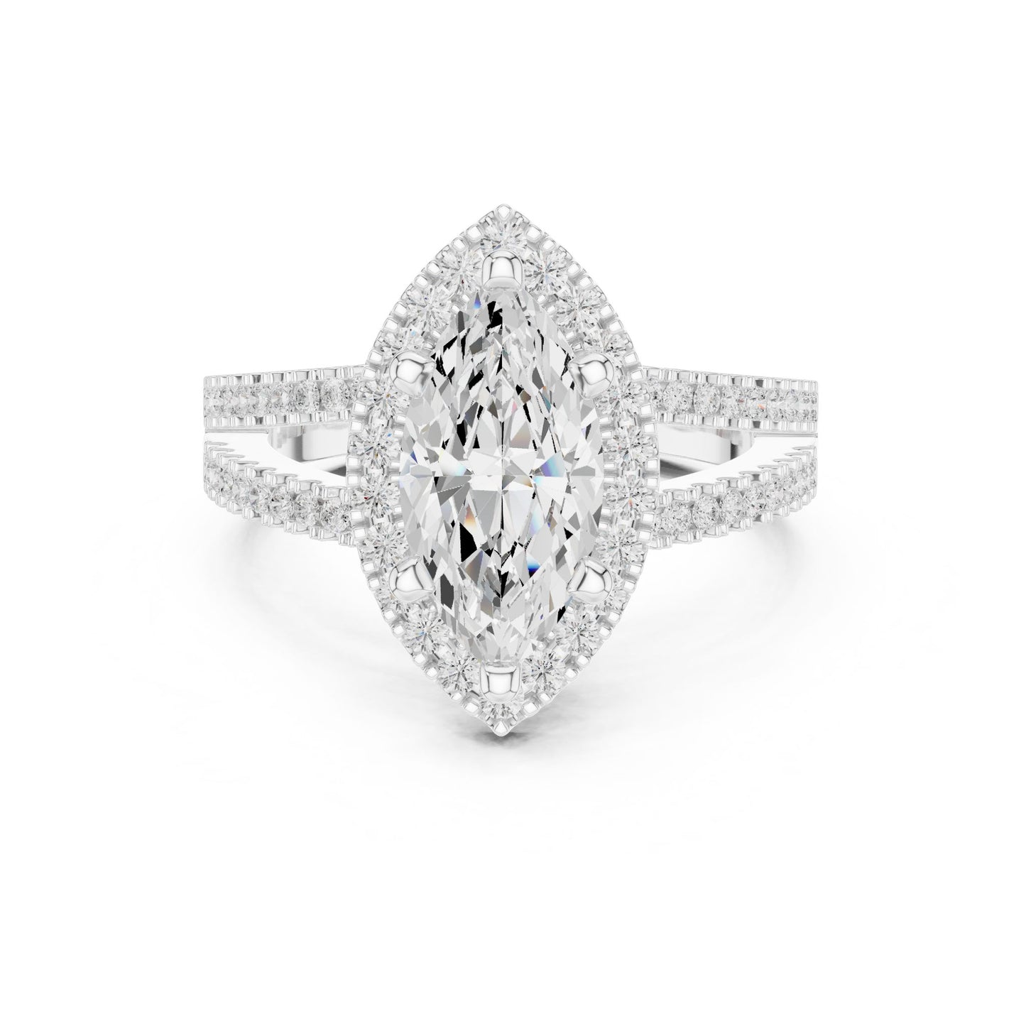 Marquise Lab Grown Diamond Halo Engagement Ring