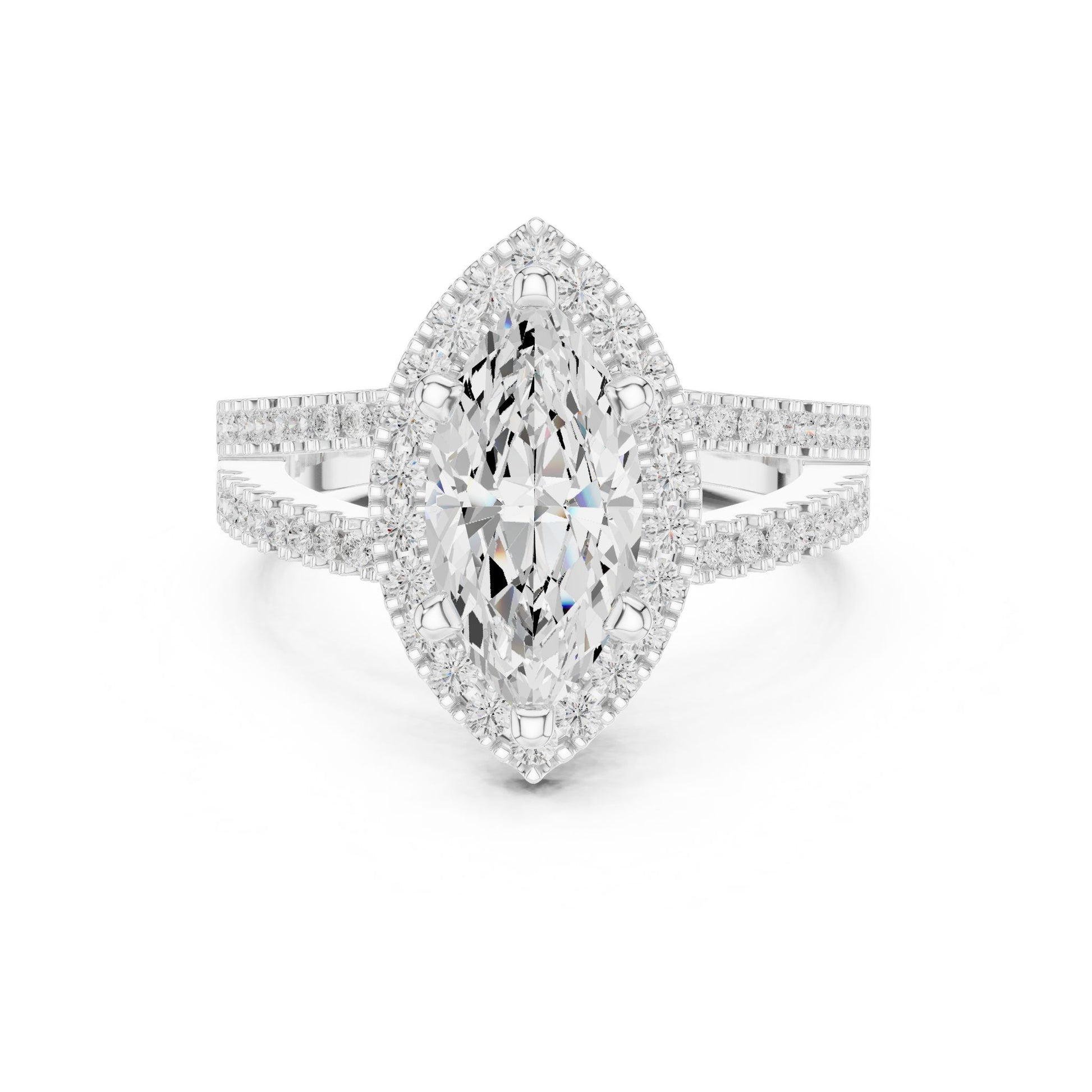 Marquise Lab Grown Diamond Halo Engagement Ring