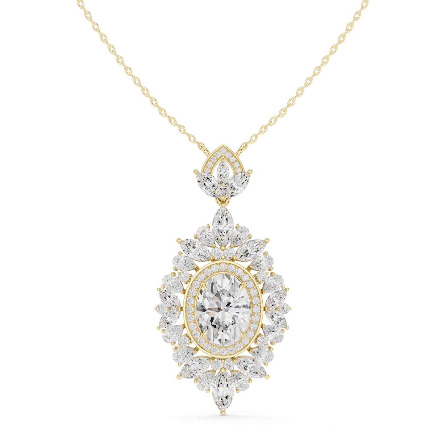 Marquise Lab Grown Diamond Halo Pendant