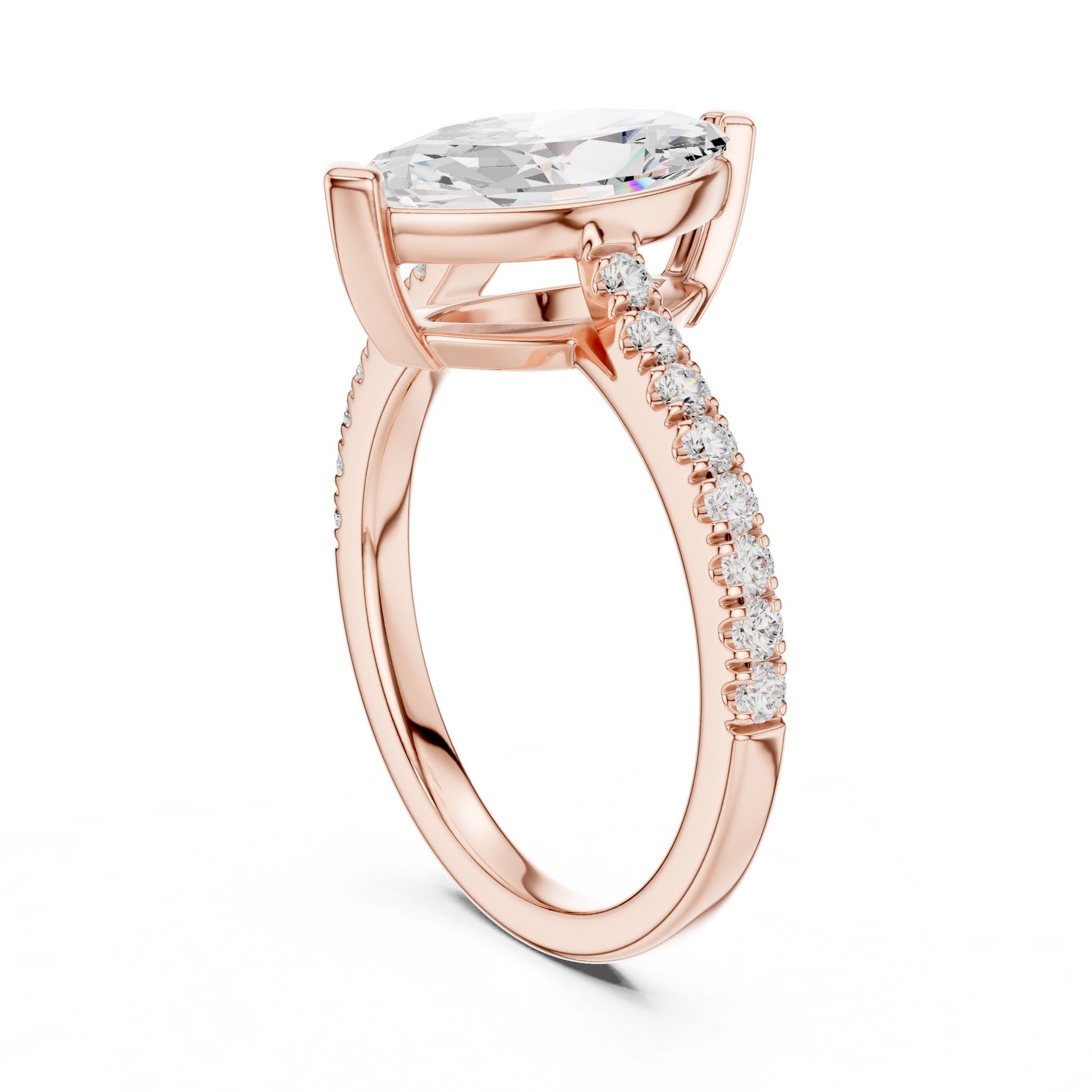 Marquise Lab Grown Diamond Pave Engagement Ring