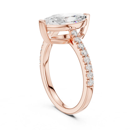 Marquise Lab Grown Diamond Pave Engagement Ring