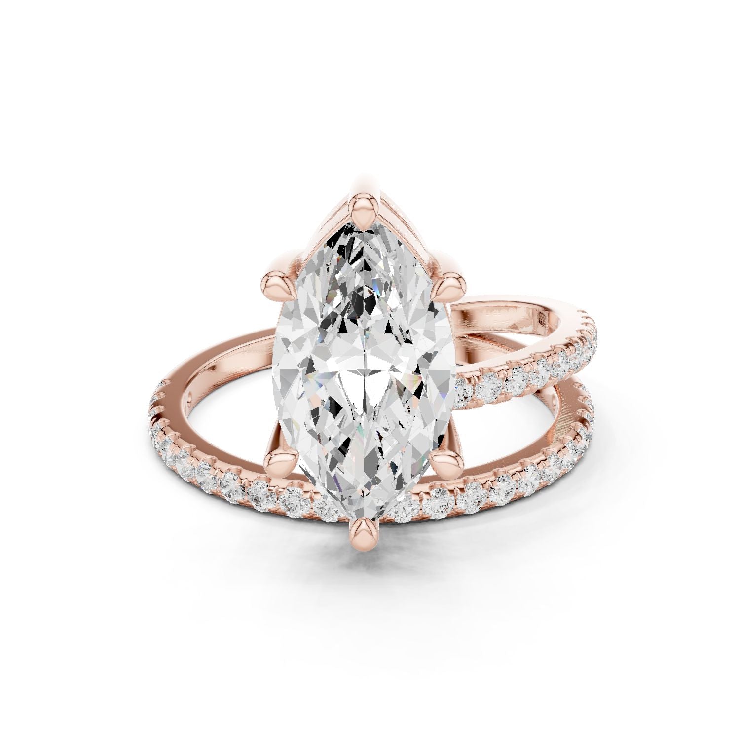 Marquise Lab Grown Diamond Pave Engagement Ring