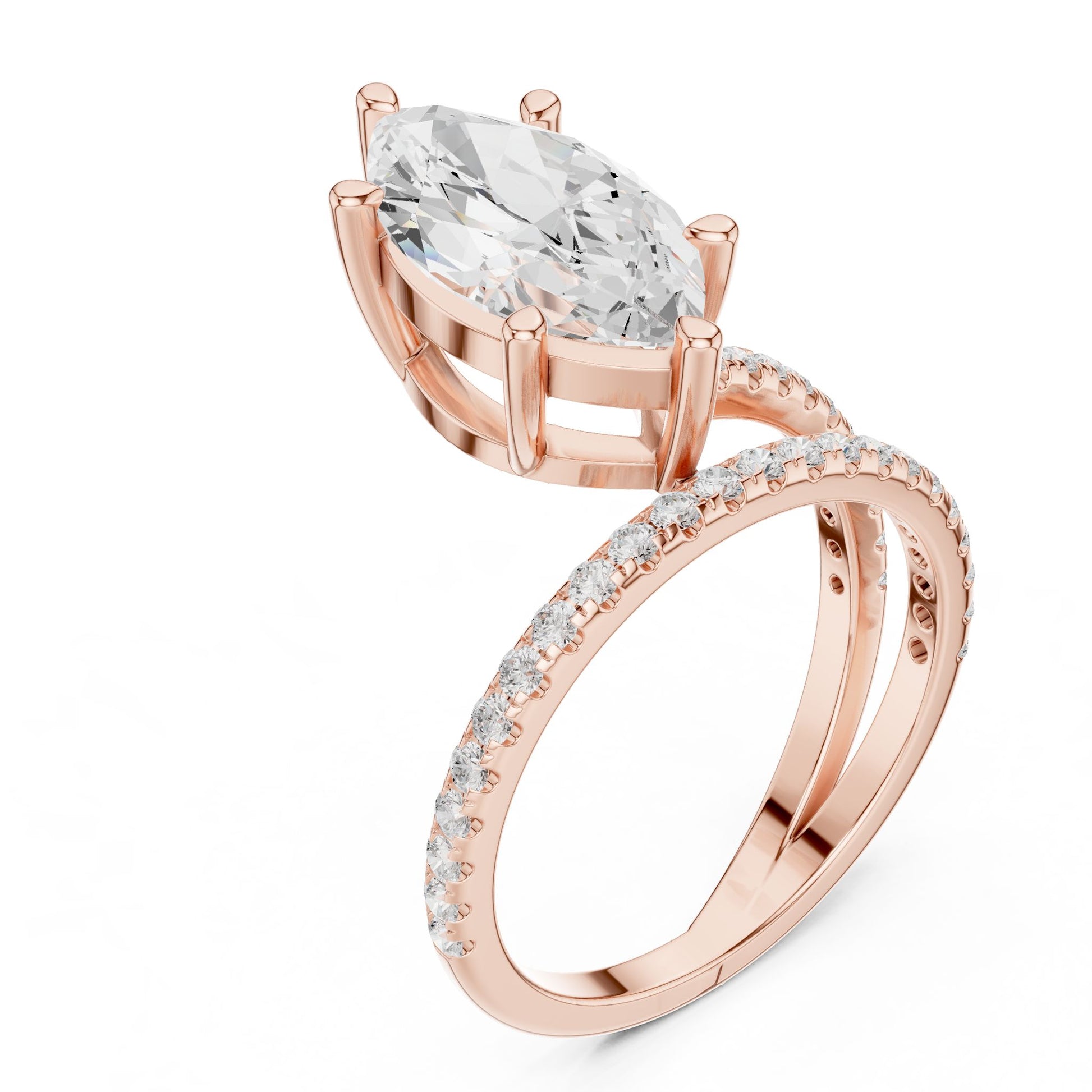 Marquise Lab Grown Diamond Pave Engagement Ring
