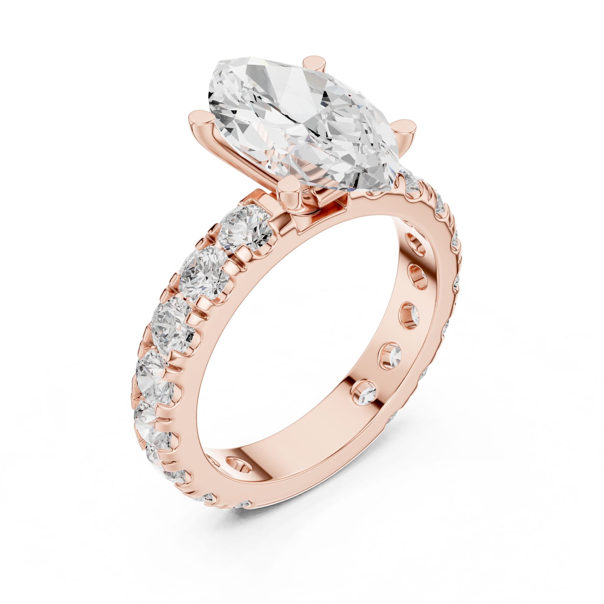 Marquise Lab Grown Diamond Pave Engagement Ring