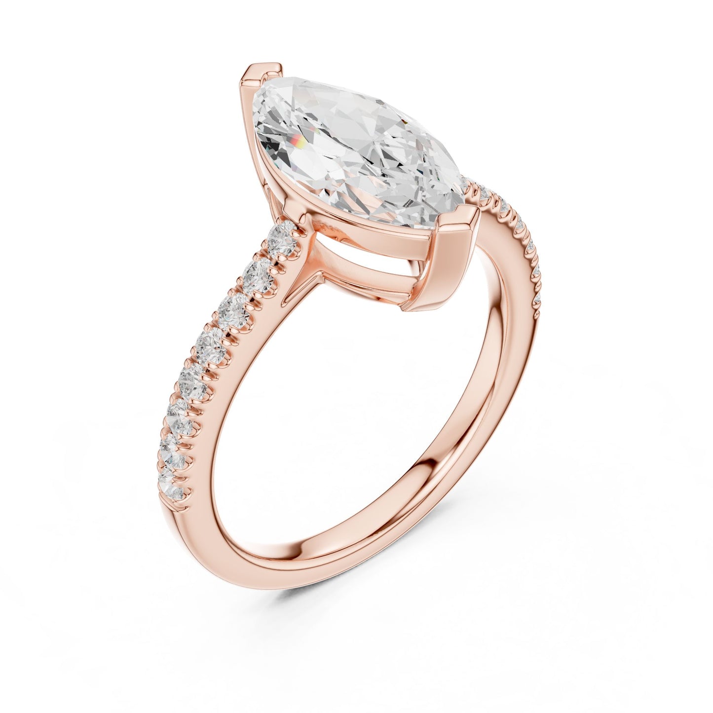 Marquise Lab Grown Diamond Pave Engagement Ring