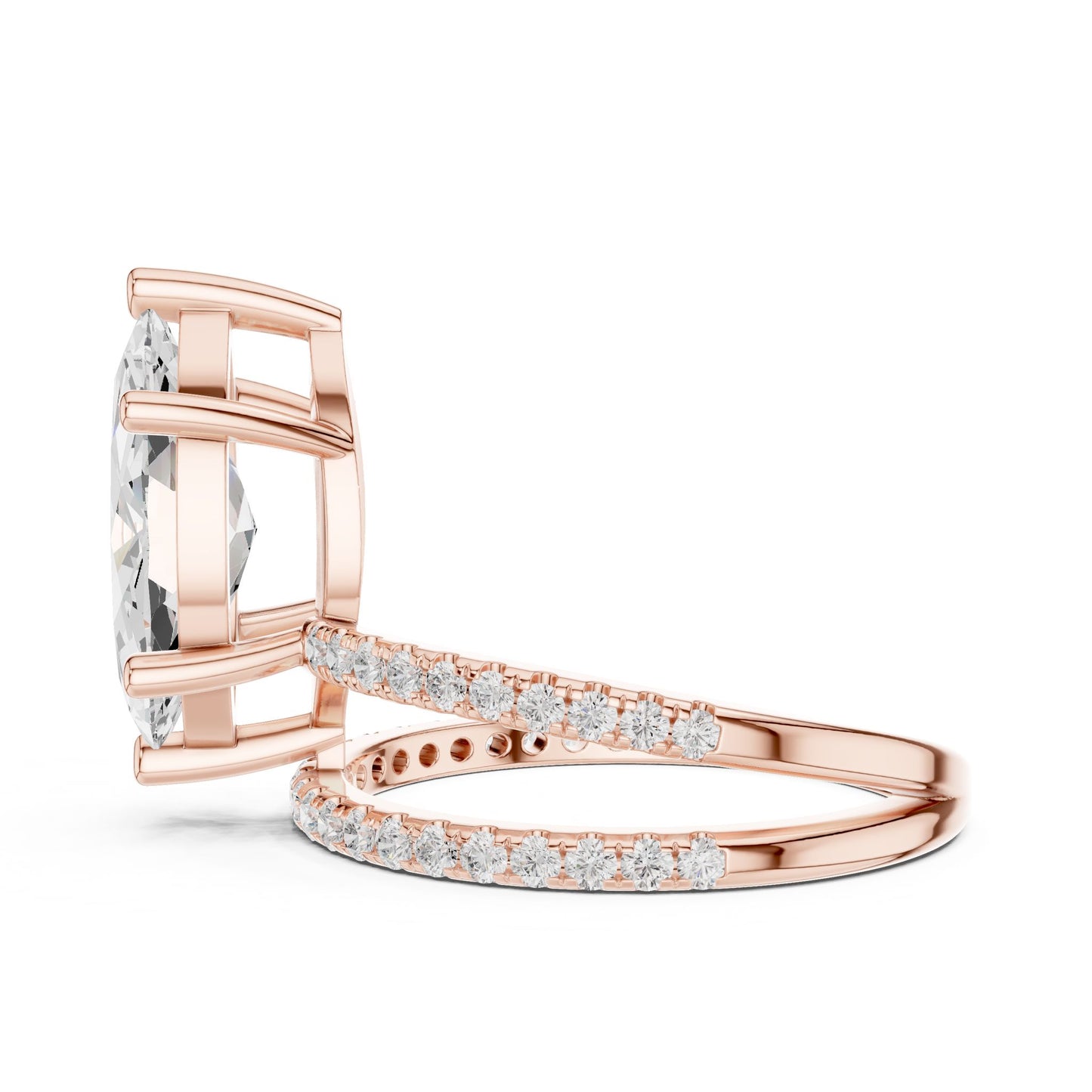 Marquise Lab Grown Diamond Pave Engagement Ring