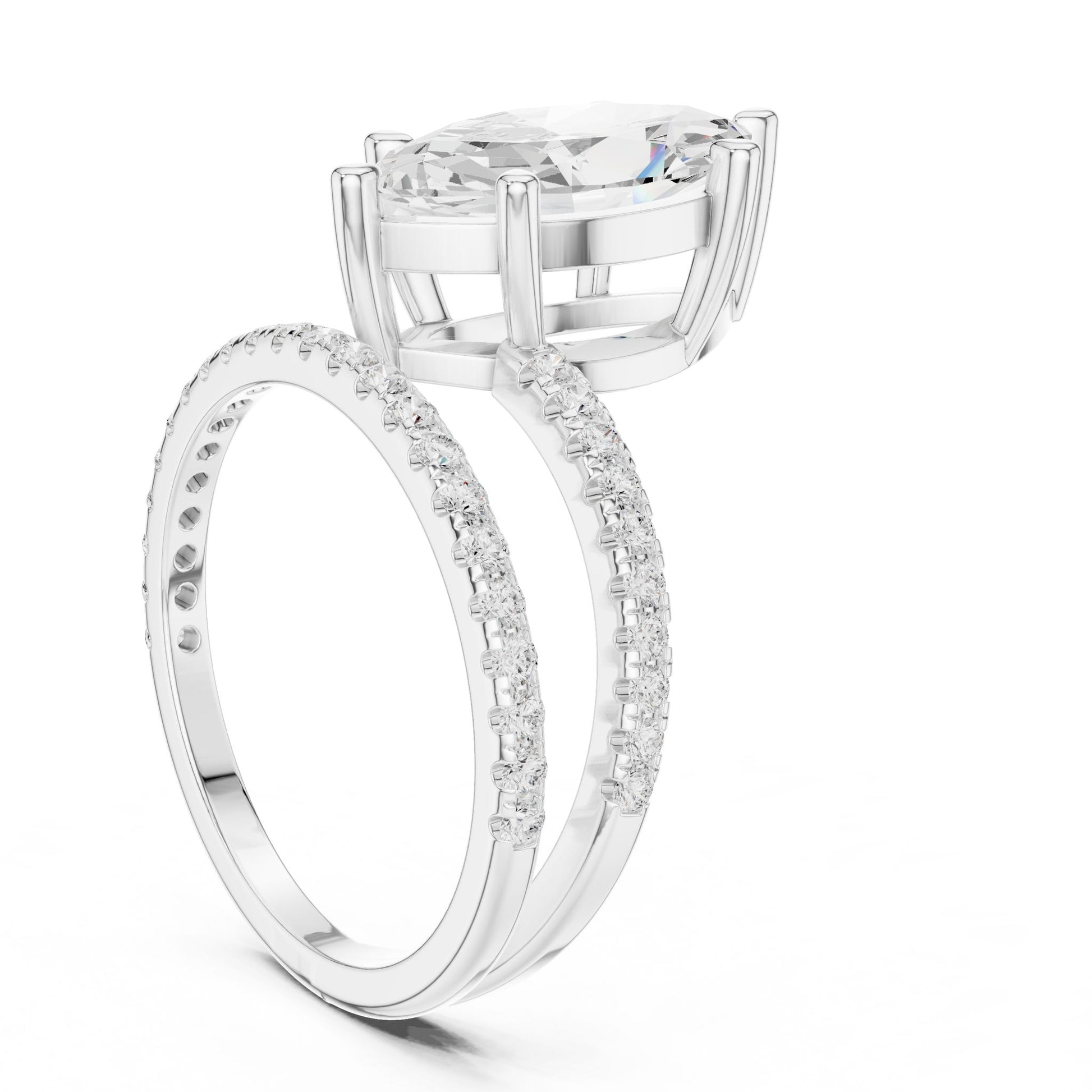 Marquise Lab Grown Diamond Pave Engagement Ring