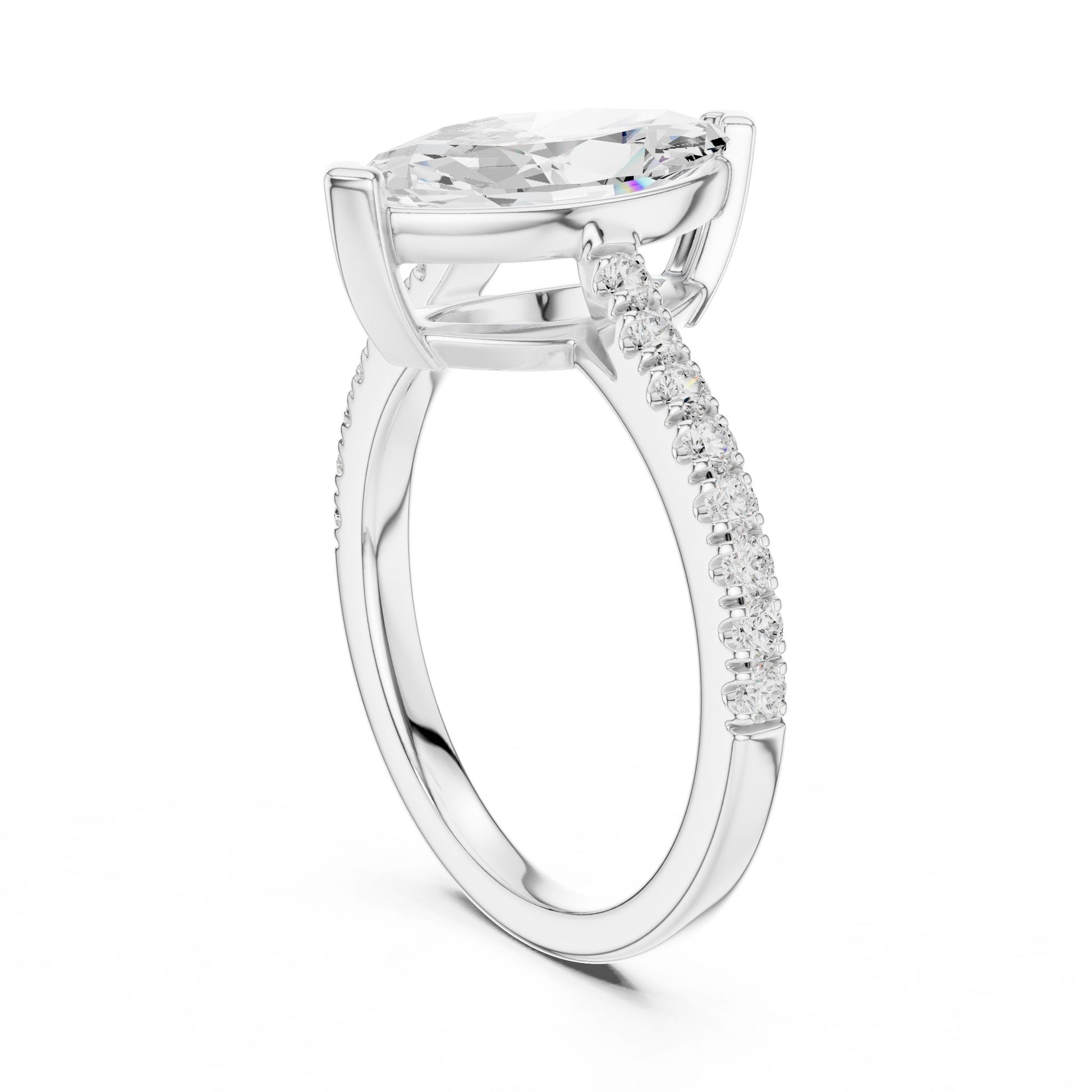 Marquise Lab Grown Diamond Pave Engagement Ring