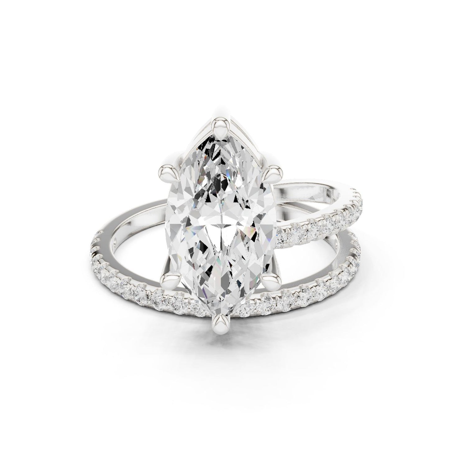 Marquise Lab Grown Diamond Pave Engagement Ring