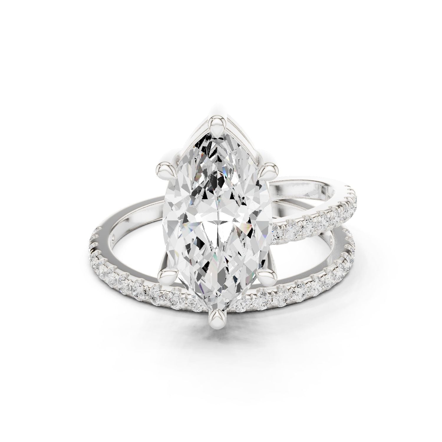 Marquise Lab Grown Diamond Pave Engagement Ring