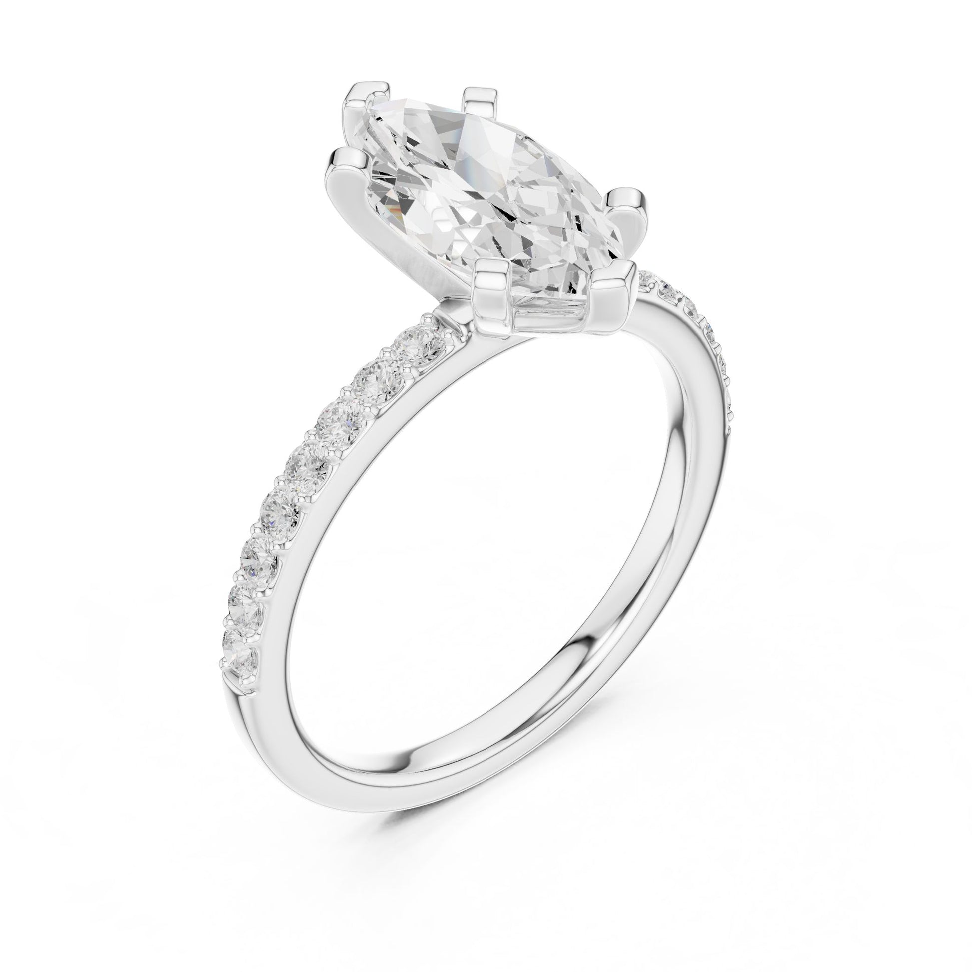 Marquise Lab Grown Diamond Pave Engagement Ring