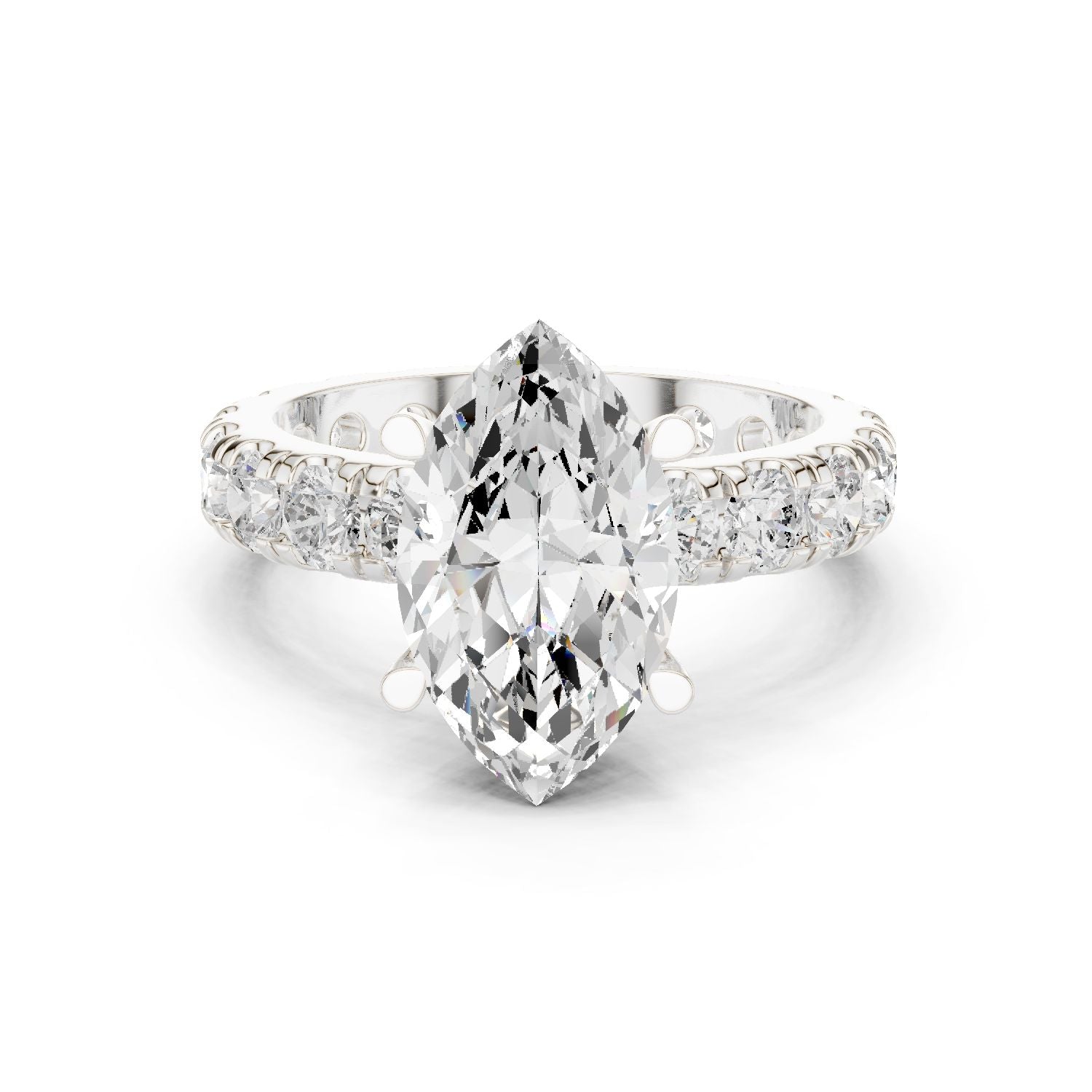 Marquise Lab Grown Diamond Pave Engagement Ring