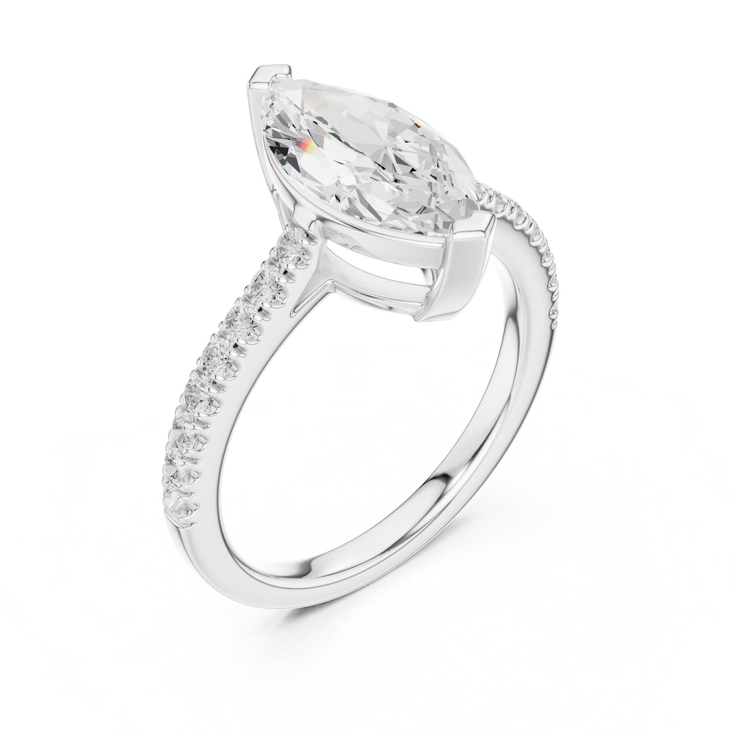 Marquise Lab Grown Diamond Pave Engagement Ring