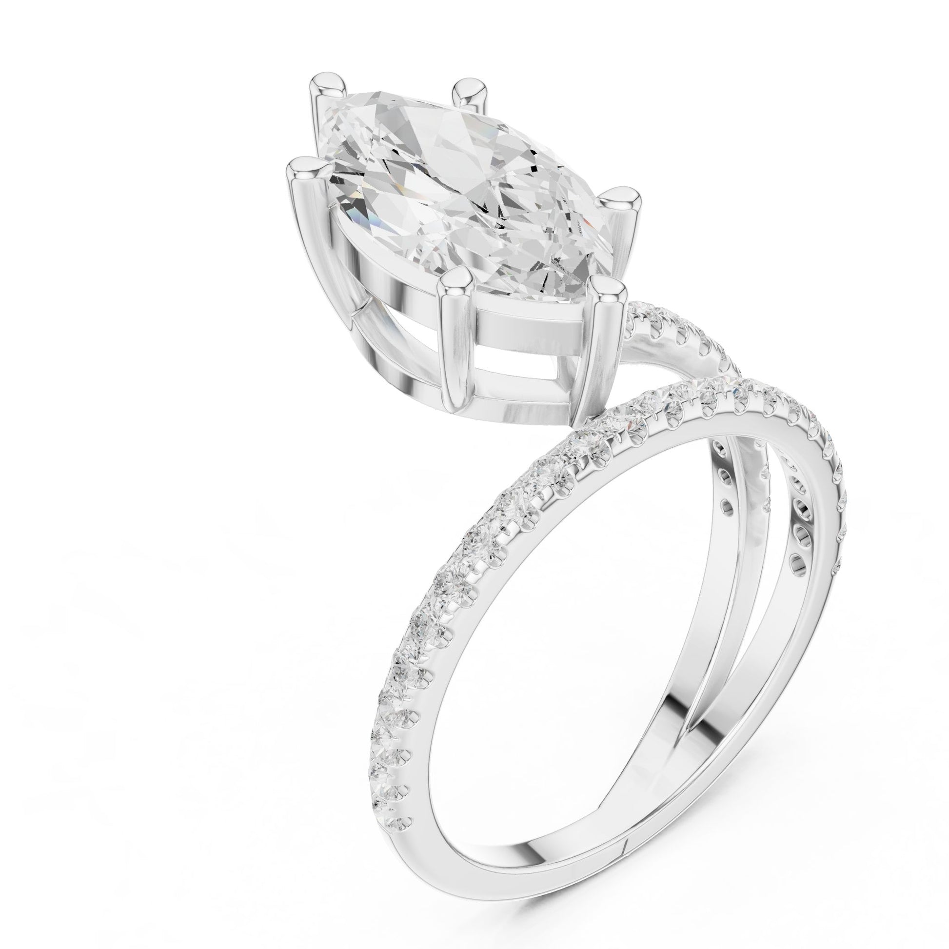 Marquise Lab Grown Diamond Pave Engagement Ring
