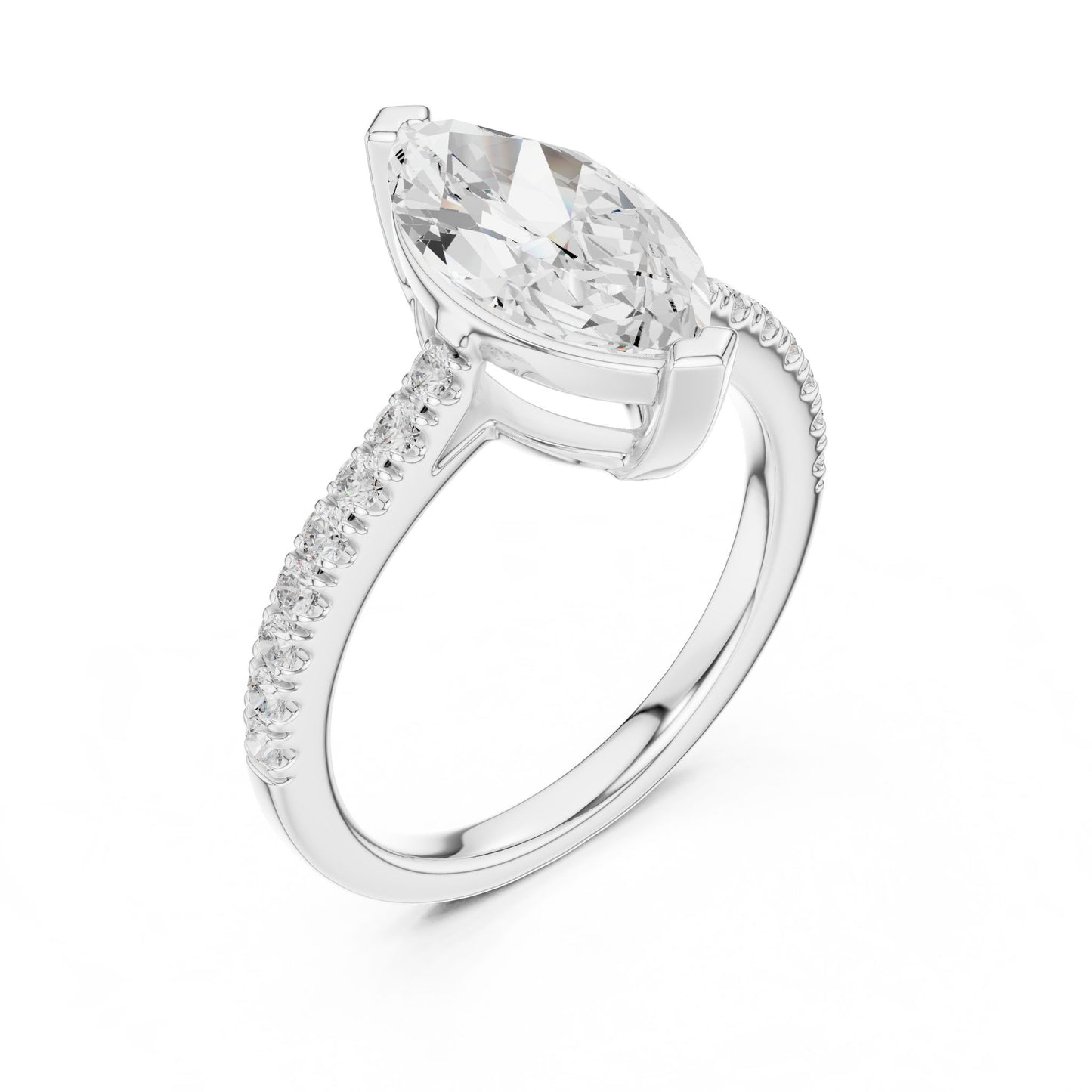 Marquise Lab Grown Diamond Pave Engagement Ring
