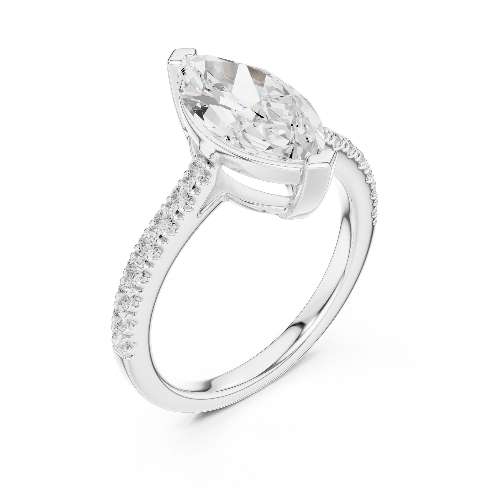 Marquise Lab Grown Diamond Pave Engagement Ring